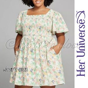 Her Universe Peanuts Snoopy Tropical Beach Life Print Smocked Dress 2X 18 20